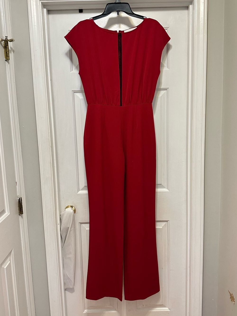 Red Cap-Sleeve Jumpsuit
